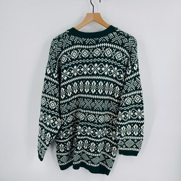 Vintage GAP Fair Isle Cardigan Sweater L 100% Cotton Made in Hong Kong Oversized - Picture 2 of 7